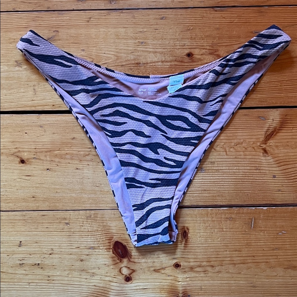 Aerie High Cut Nude Cheeky Zebra Pattern Bikini Bottom